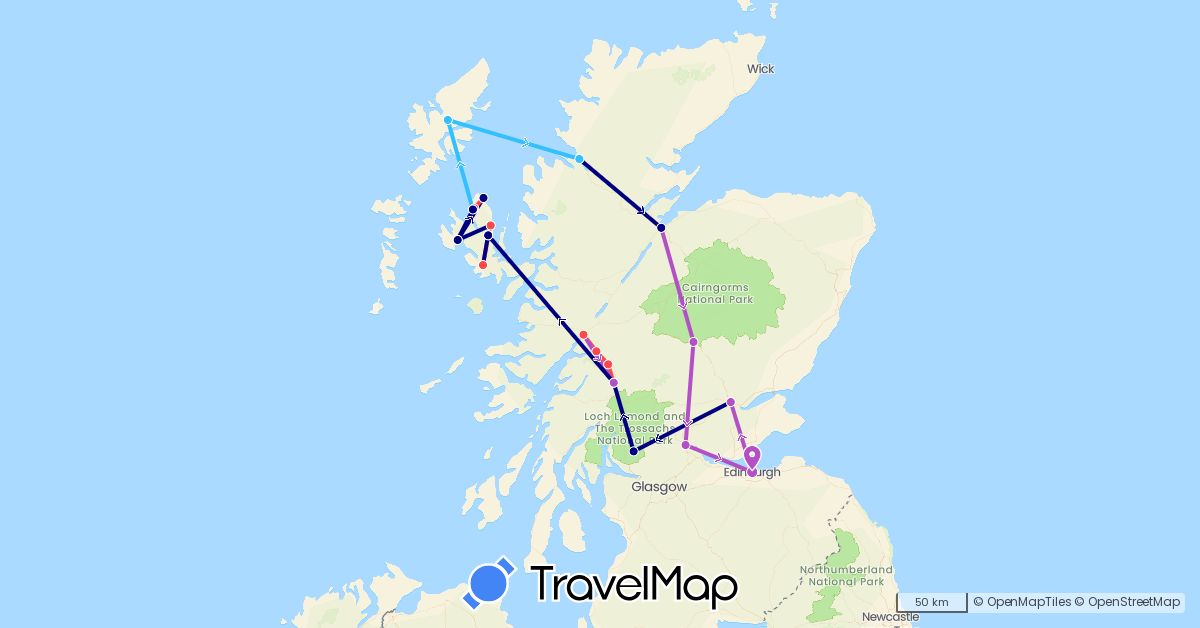 TravelMap itinerary: driving, train, hiking, boat in United Kingdom (Europe)